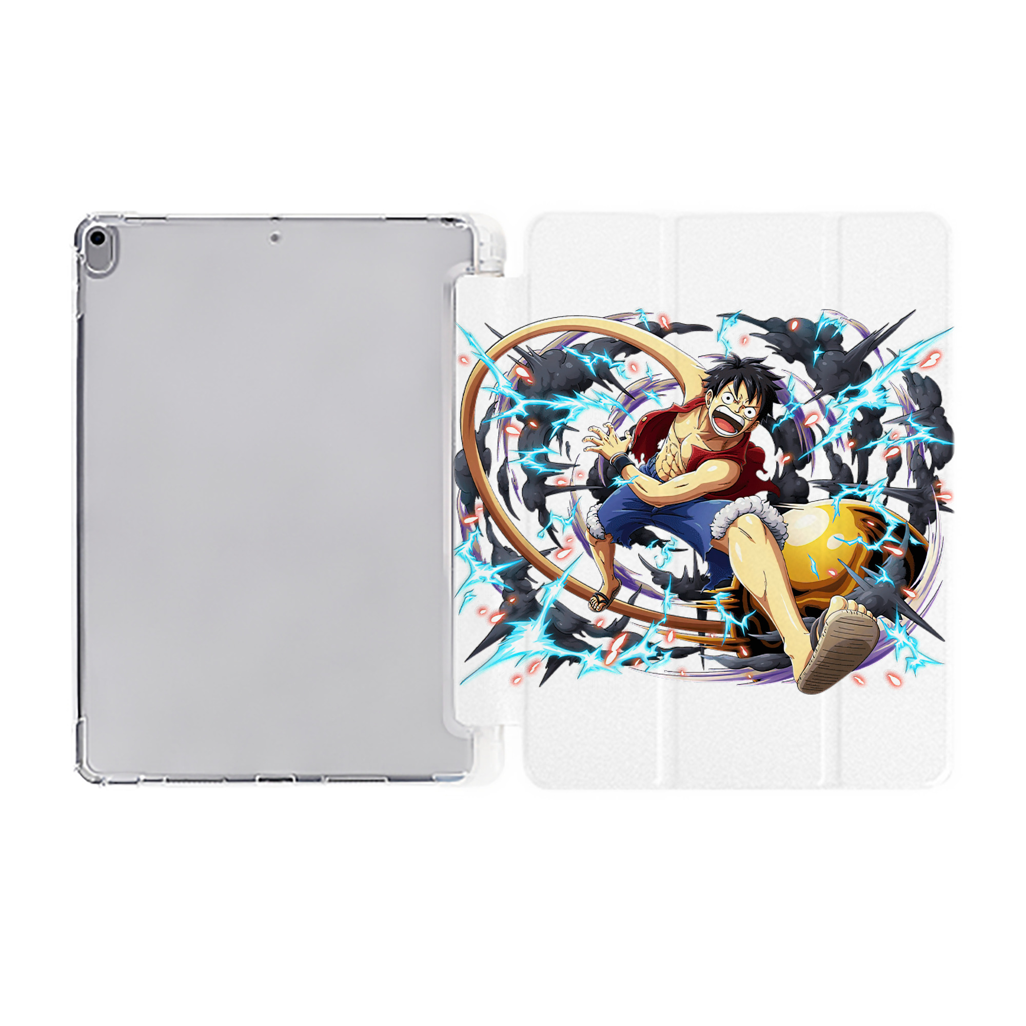（画像用） ワンピース モンキー・D・ルフィ ONE PIECE Monkey D. Luffy IPad ケース ペン収納付き 三つ折りスタンド PUレザー×シリコン 対応機種9.5/10.5/10.9インチ